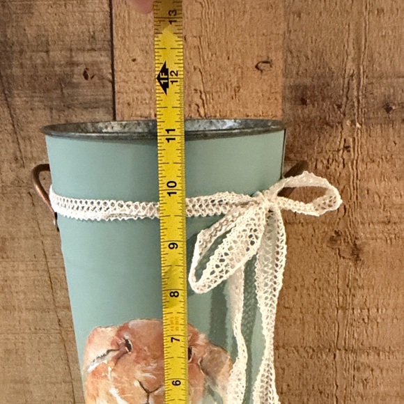 Painted Galvanized Bucket with Bunny Accent~Spring Decor - Picture 7 of 8